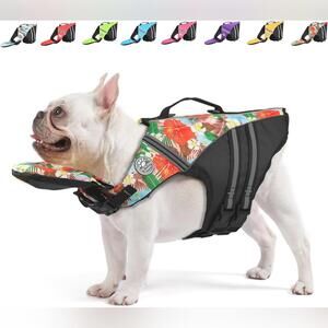 NWT Reflective Dog Life Vest with Removable Neck Float High Buoyancy, Medium